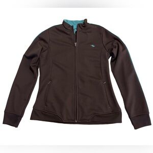 2/$15 ATHLETIC WORKS brown and turquoise light-weight zip-up jacket with pockets